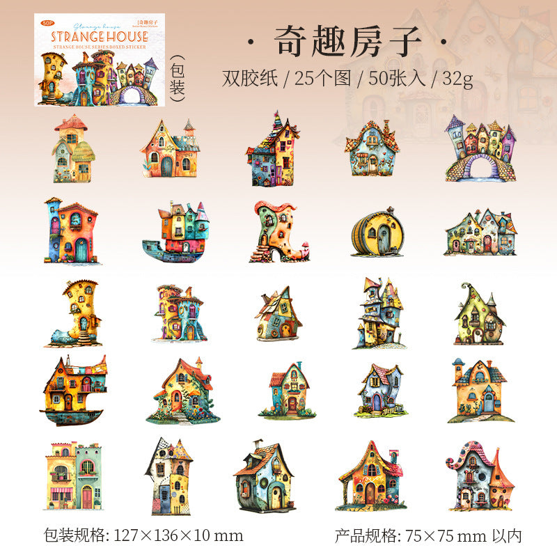 50pcs strange house sticker box (S25062701)
