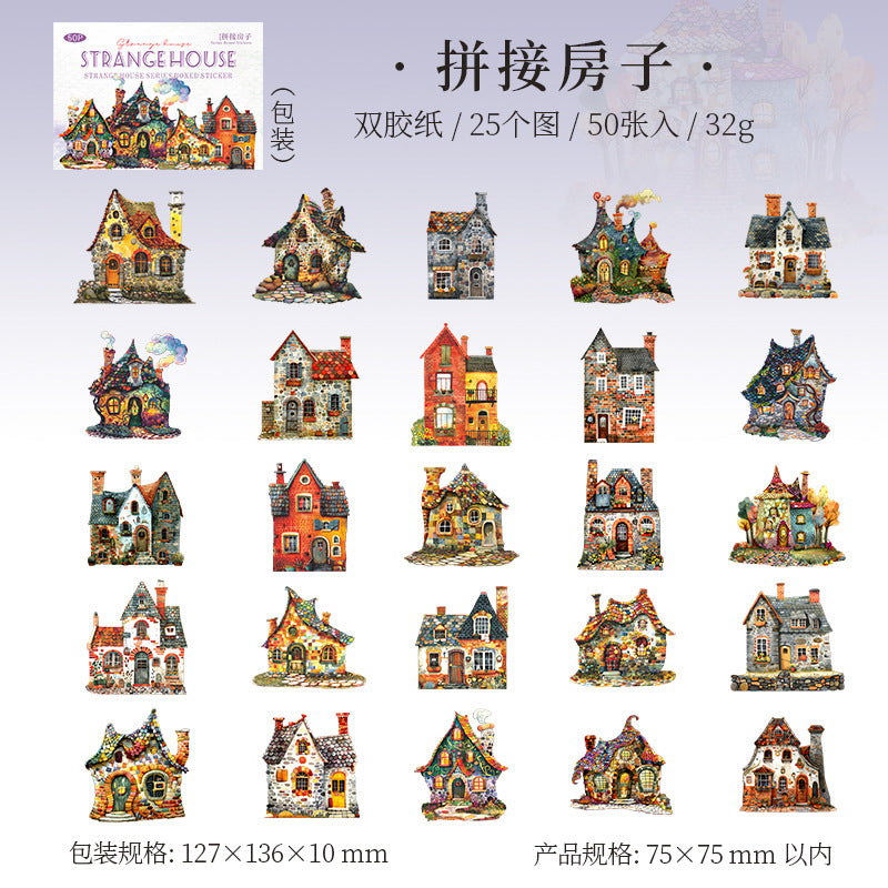 50pcs strange house sticker box (S25062701)