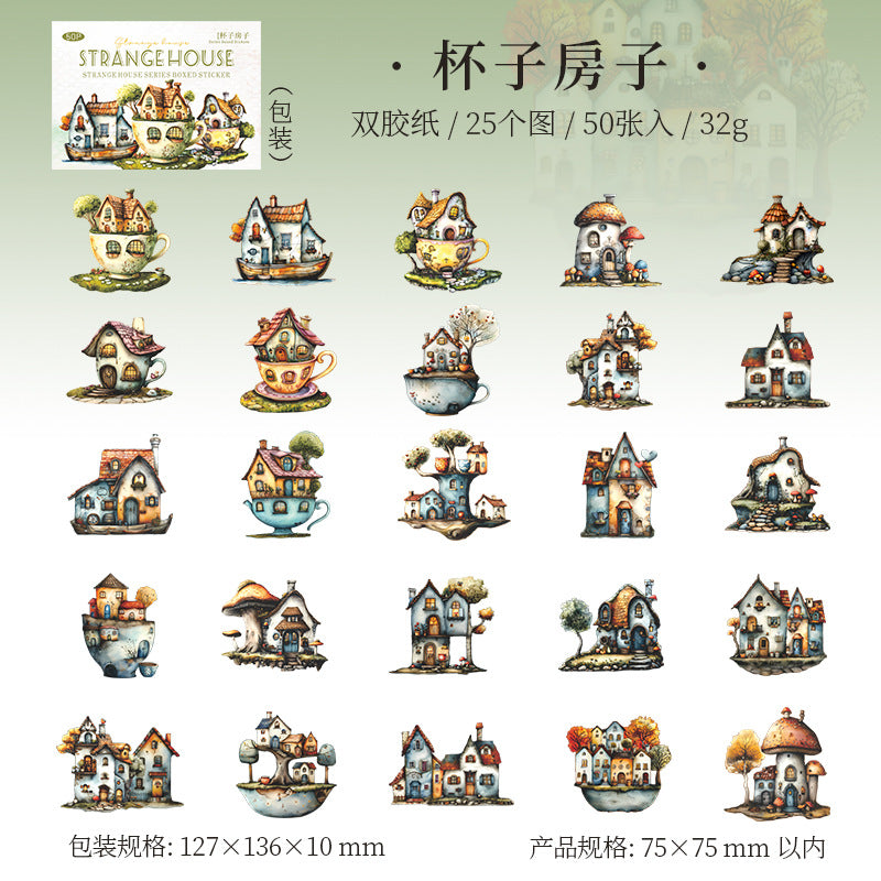 50pcs strange house sticker box (S25062701)
