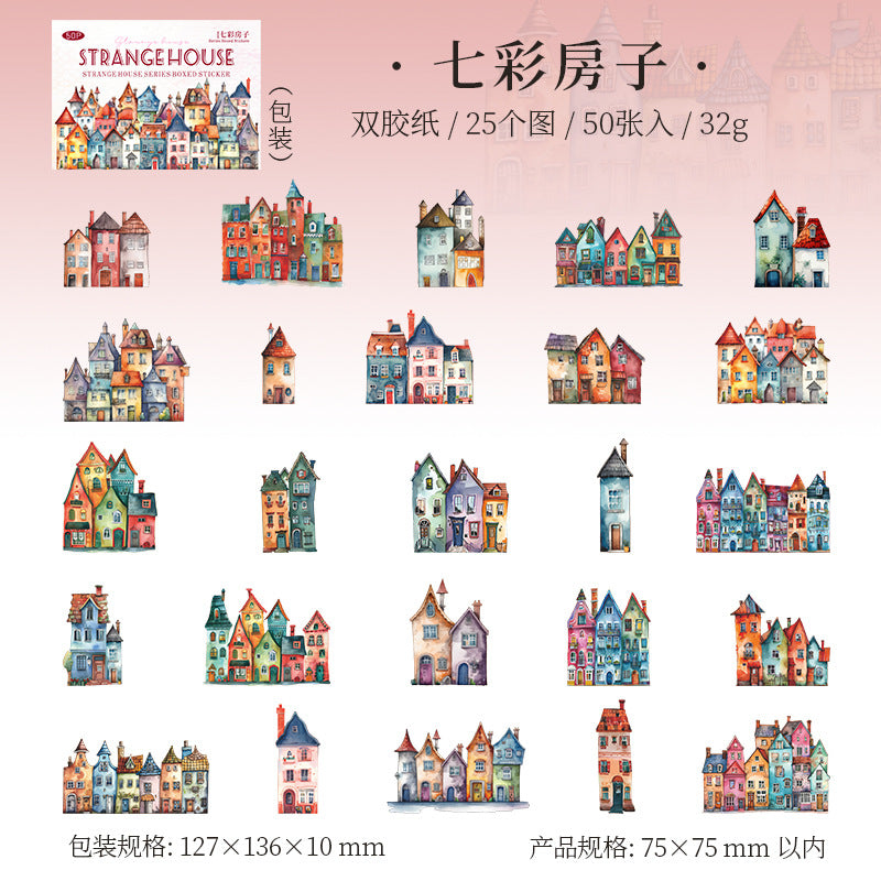 50pcs strange house sticker box (S25062701)