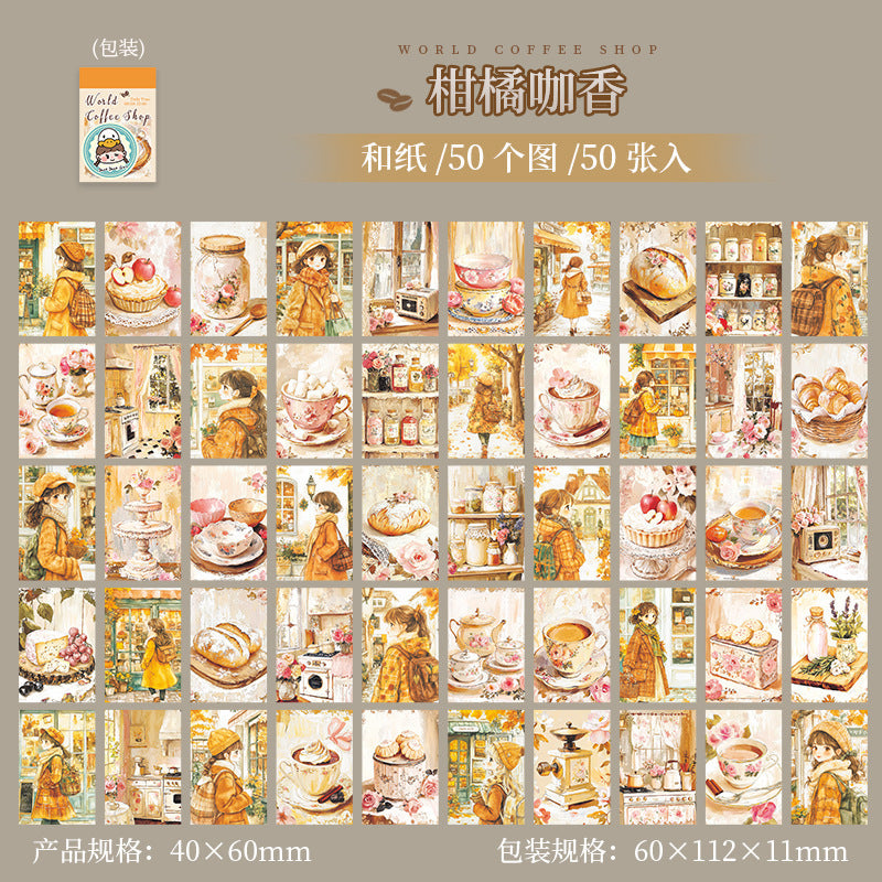50pcs coffee shop mini sticker book (TZB25062801)