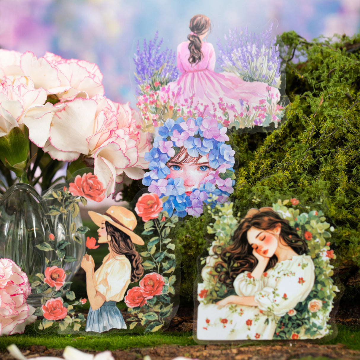 6pcs embrace flowers beauty sticker pack (S25070202)