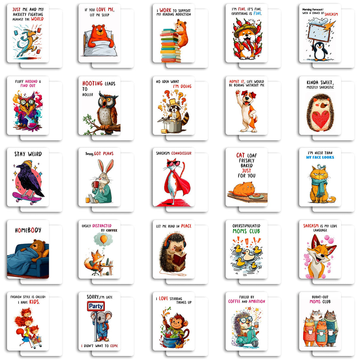 50pcs humor animals ATC card (C25112706) 2.5-3.5 in