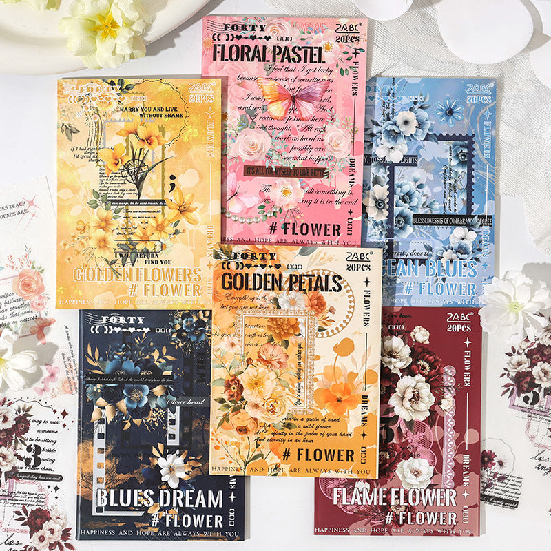 20pcs flower PET+washi sticker book (TZB25061005)