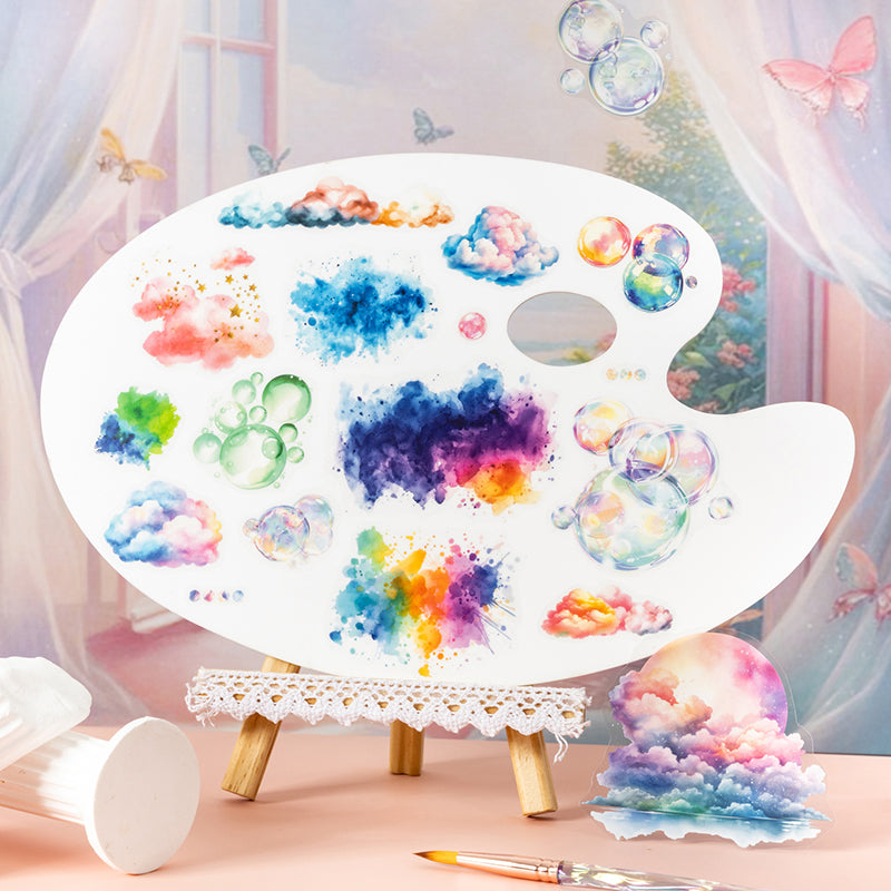 18pcs colorful cloud bubble water-color PET- sticker book (TZB25062305)