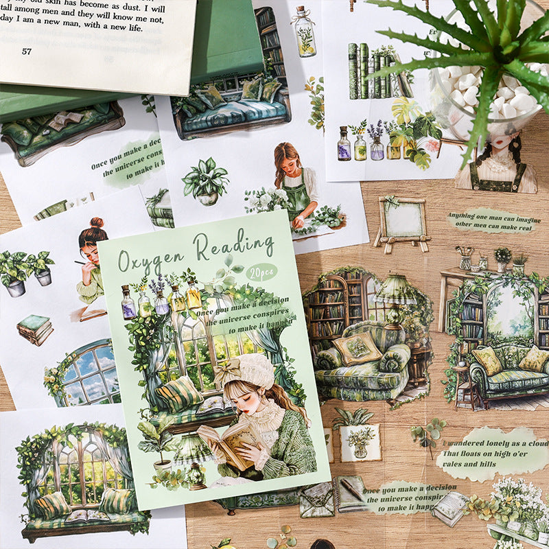 20sheets reading PET+washi sticker book (TZB25062301)