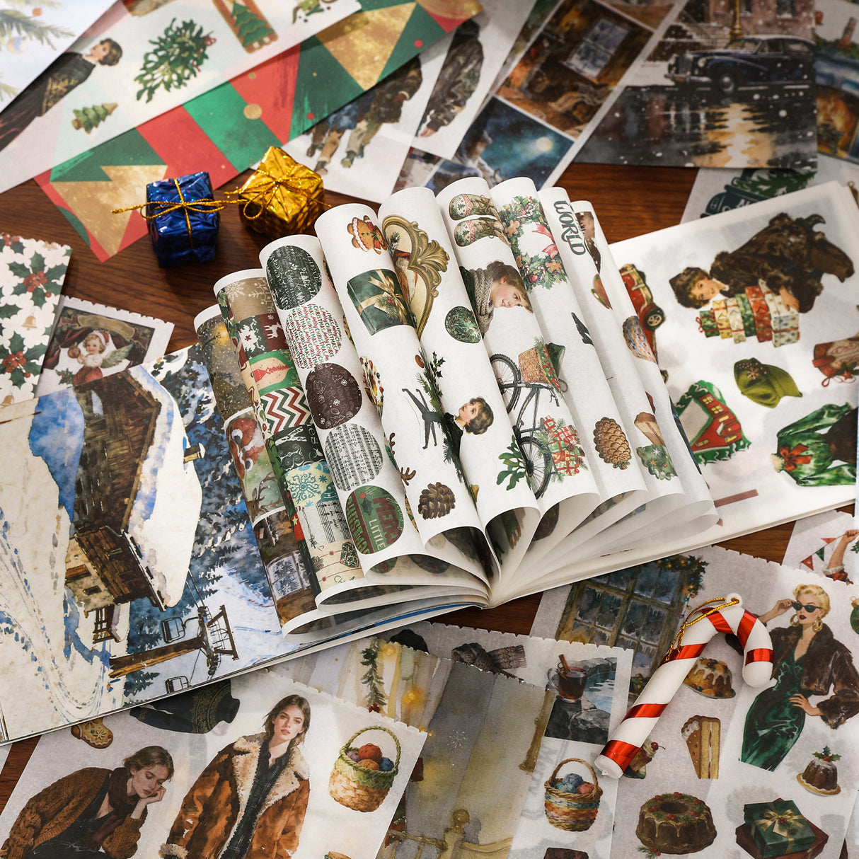 50pcs christmas paper+sticker book(TZB26090306)
