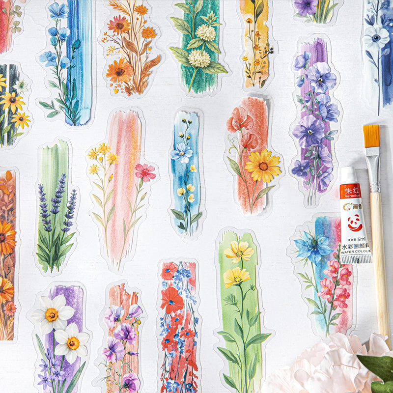 10pcs inked dyed flower sticker pack (S25072206)