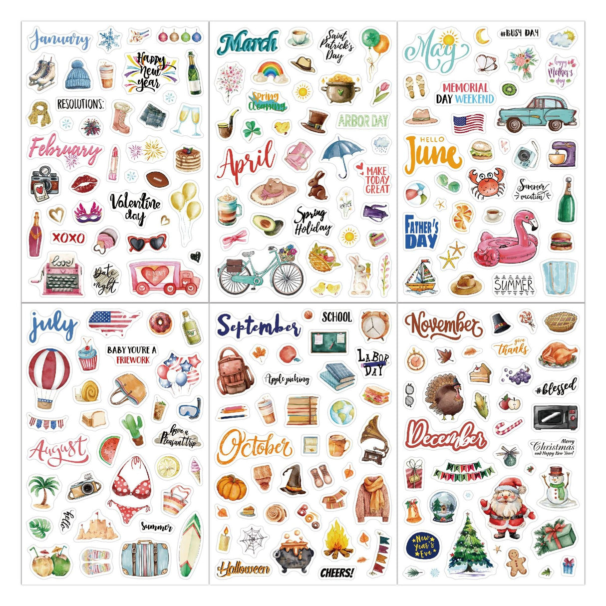 6 sheets 12month planner sticker pack (S25112404)