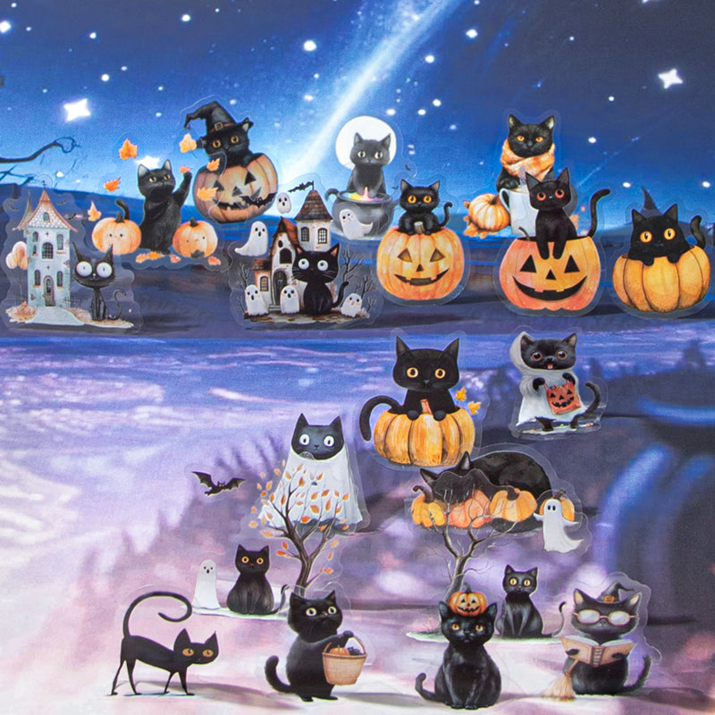 20pcs halloween cat sticker pack (S25080608)