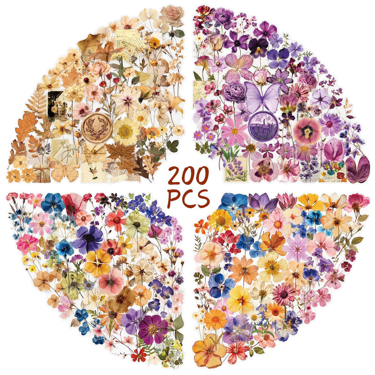 200pcs flower sticker pack (s26061803)
