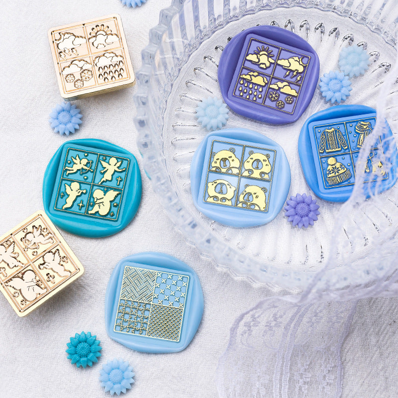 1pc 2.5cm 4section squre wax seal stamp (Z25042306)