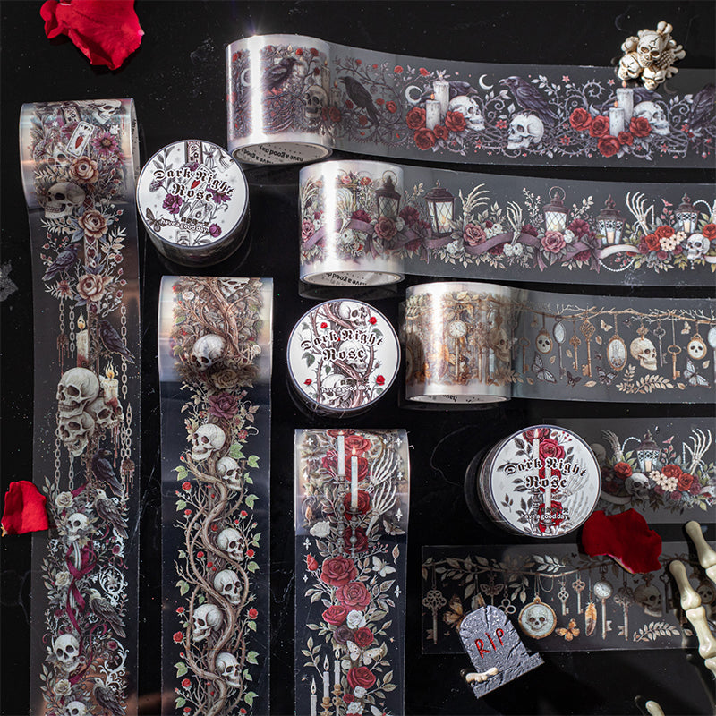 1 roll dark skull rose PET-tape (T25081907)