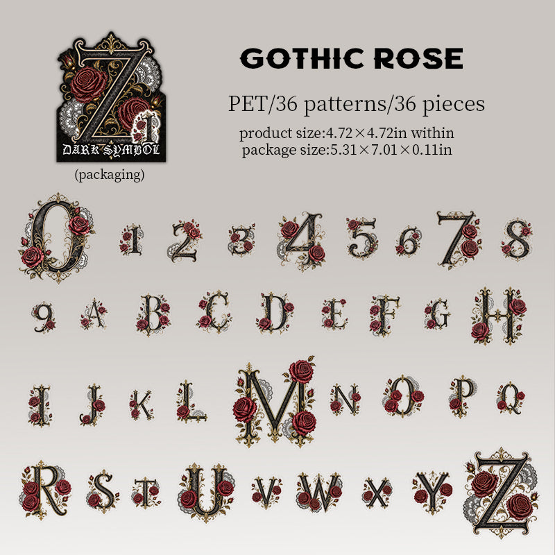 Gothic number+alphabet sticker pack 36pcs (S26090903)