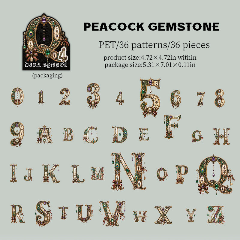 Gothic number+alphabet sticker pack 36pcs (S26090903)
