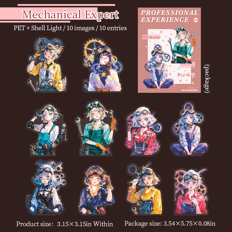 10pcs professional PET(shell light)sticker pack (S25090903)