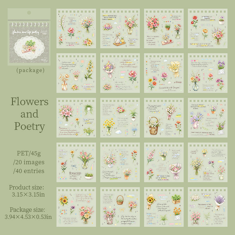 40sheets floral pre-cut sticker book(TZB26060303)