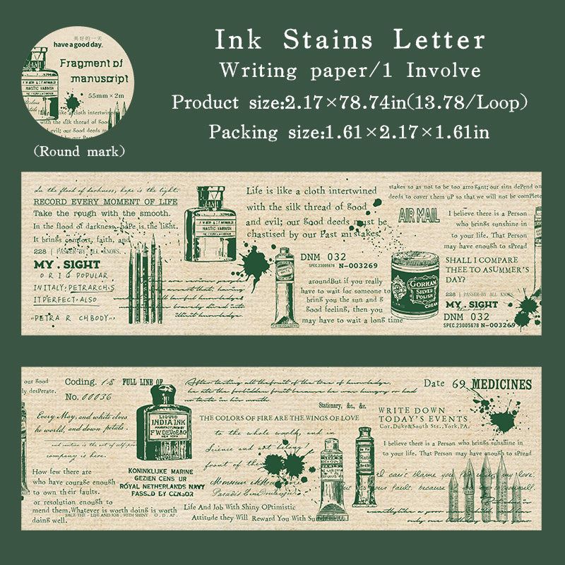 1 roll vintage manuscript washi-tape (T25110603)