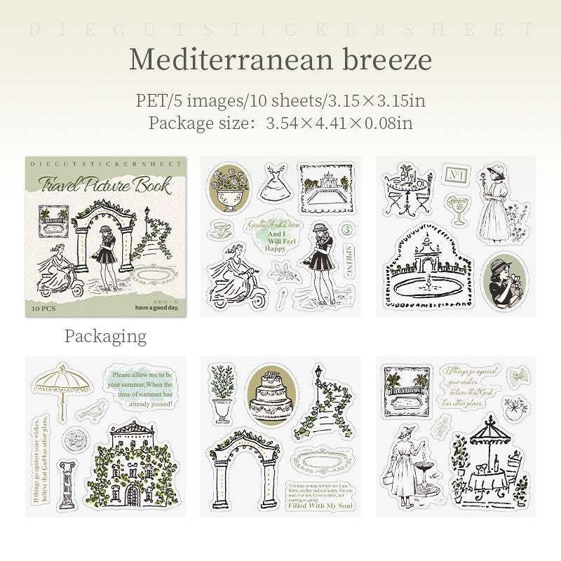 10sheets travel pre-cut sticker book(TZB26041503)