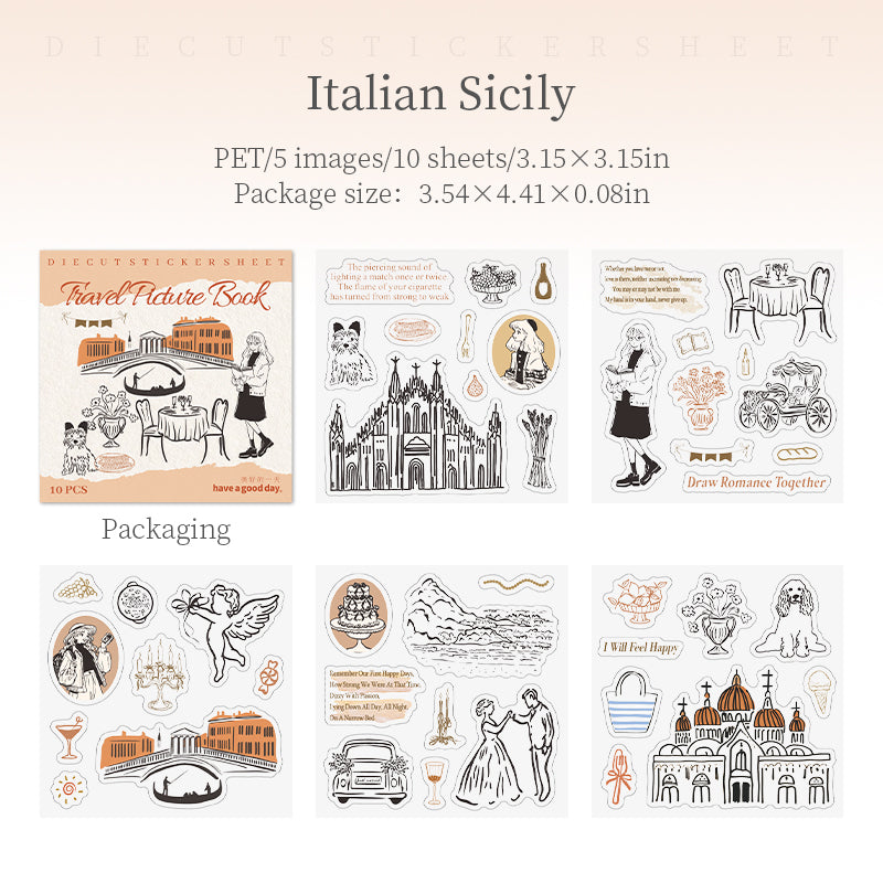 10sheets travel pre-cut sticker book(TZB26041503)