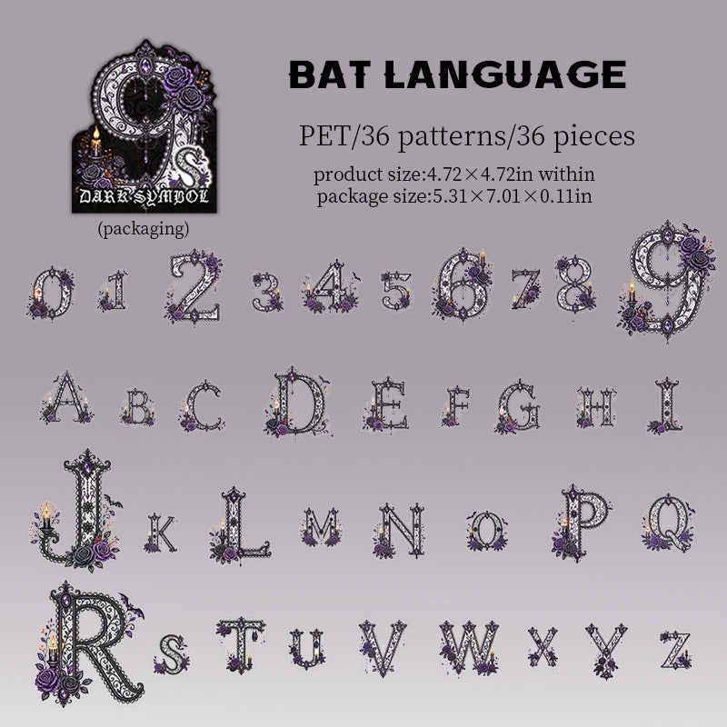 Gothic number+alphabet sticker pack 36pcs (S26090903)
