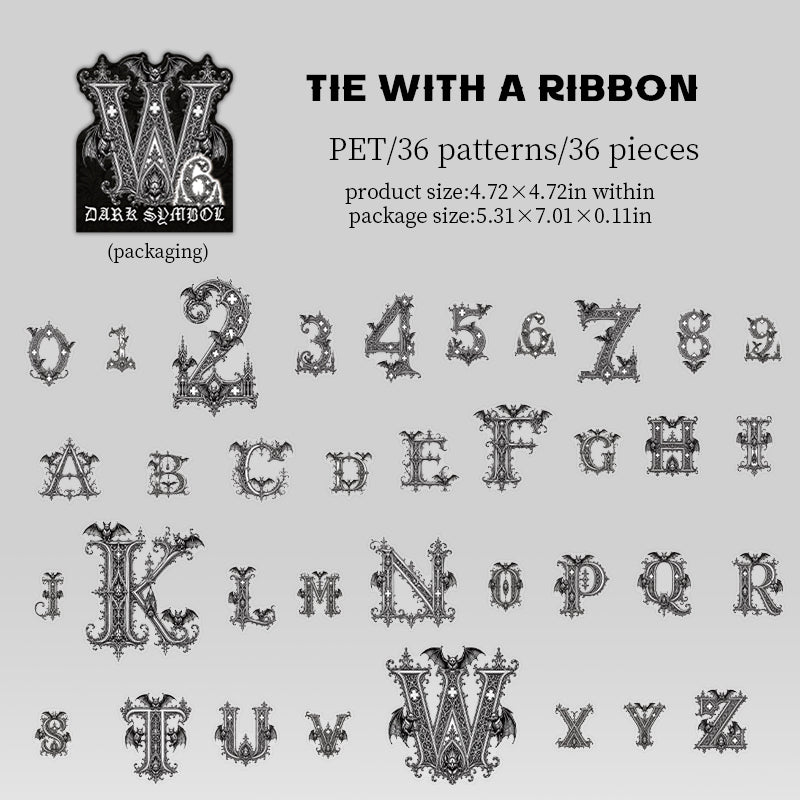 Gothic number+alphabet sticker pack 36pcs (S26090903)