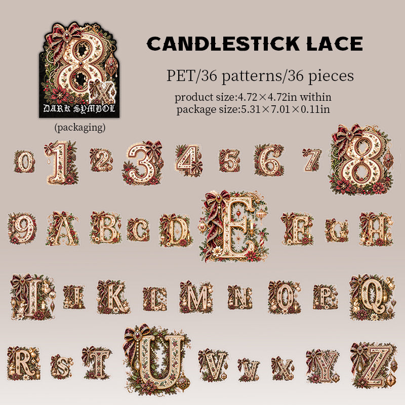 Gothic number+alphabet sticker pack 36pcs (S26090903)