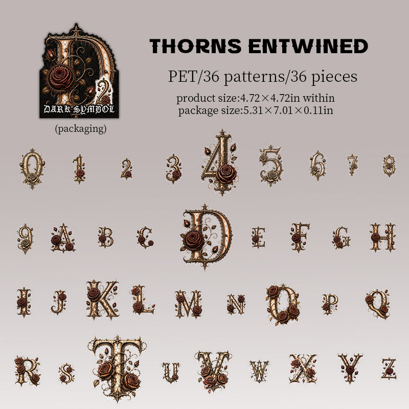 Gothic number+alphabet sticker pack 36pcs (S26090903)