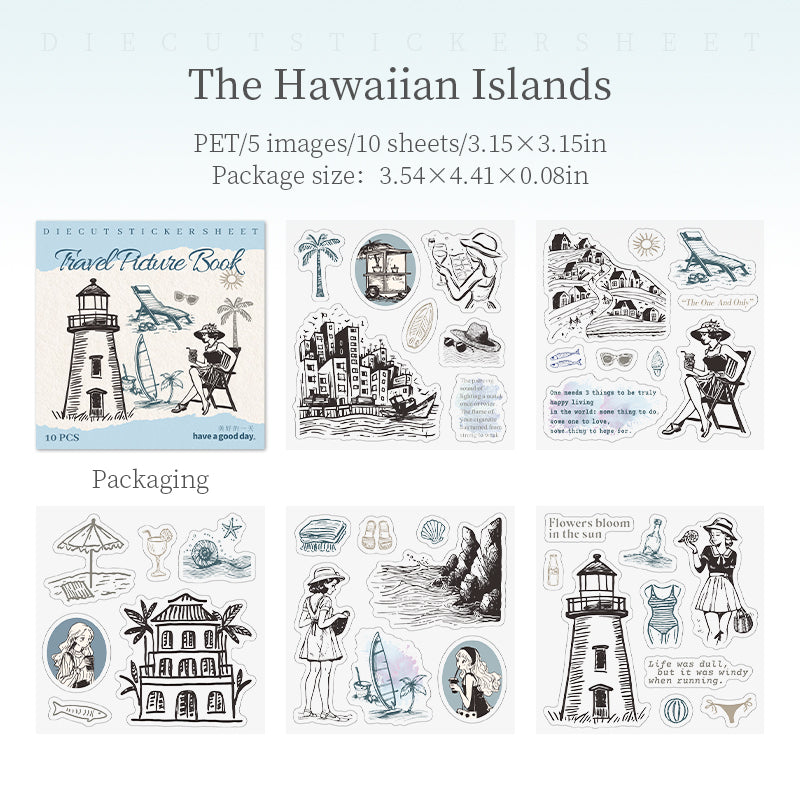 10sheets travel pre-cut sticker book(TZB26041503)