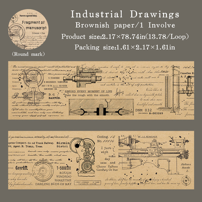 1 roll vintage manuscript washi-tape (T25110603)