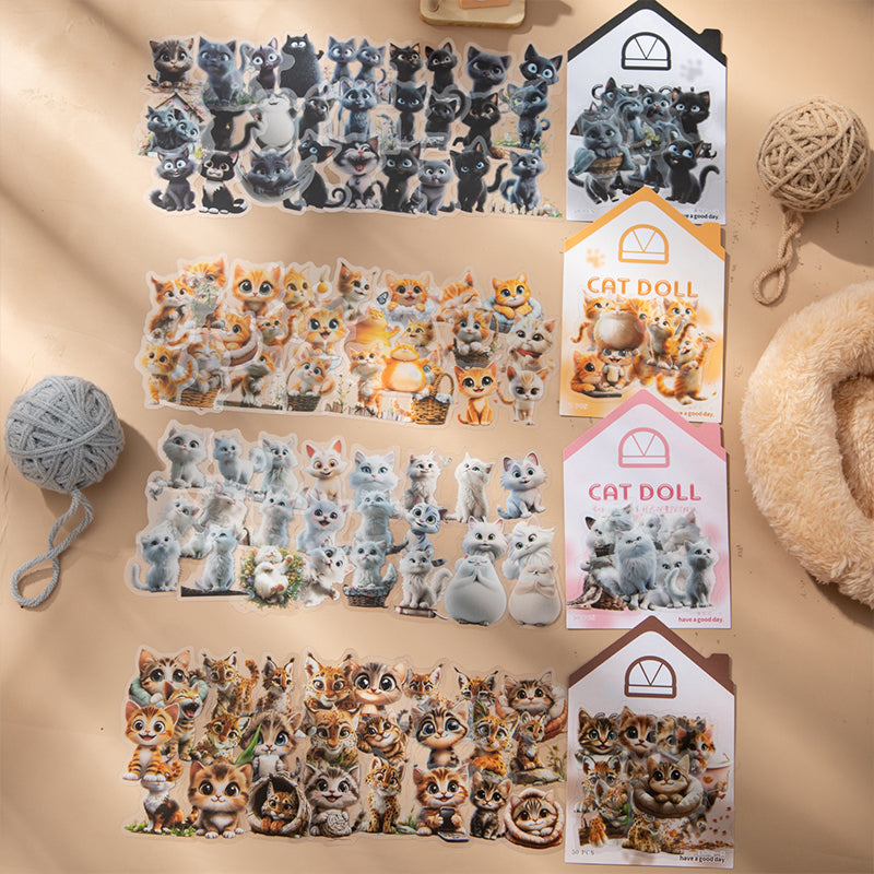 50pcs cute kitty PET- sticker pack (S25072201)