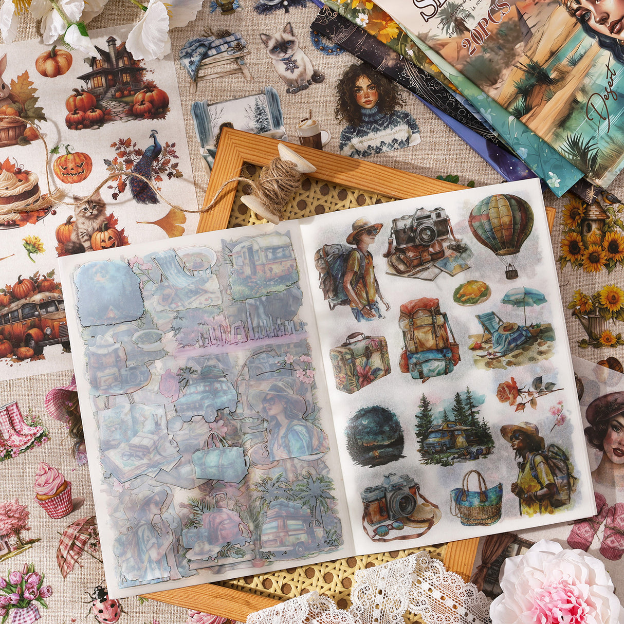 20sheets PET+WASHI sticker book (TZB25062308)