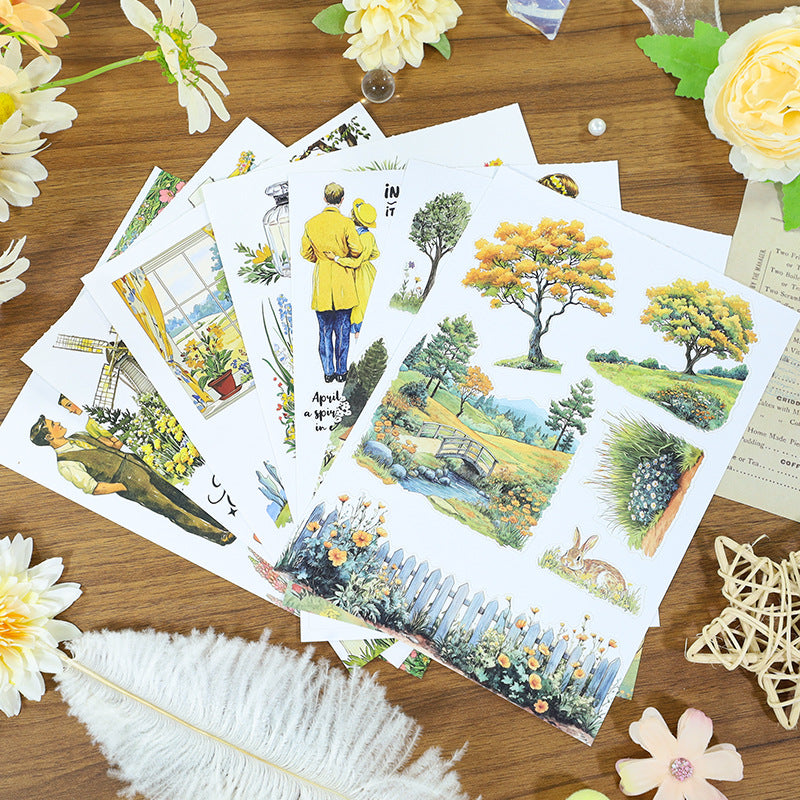 20sheets landscape pre-cut sticker book (TZB25071807)