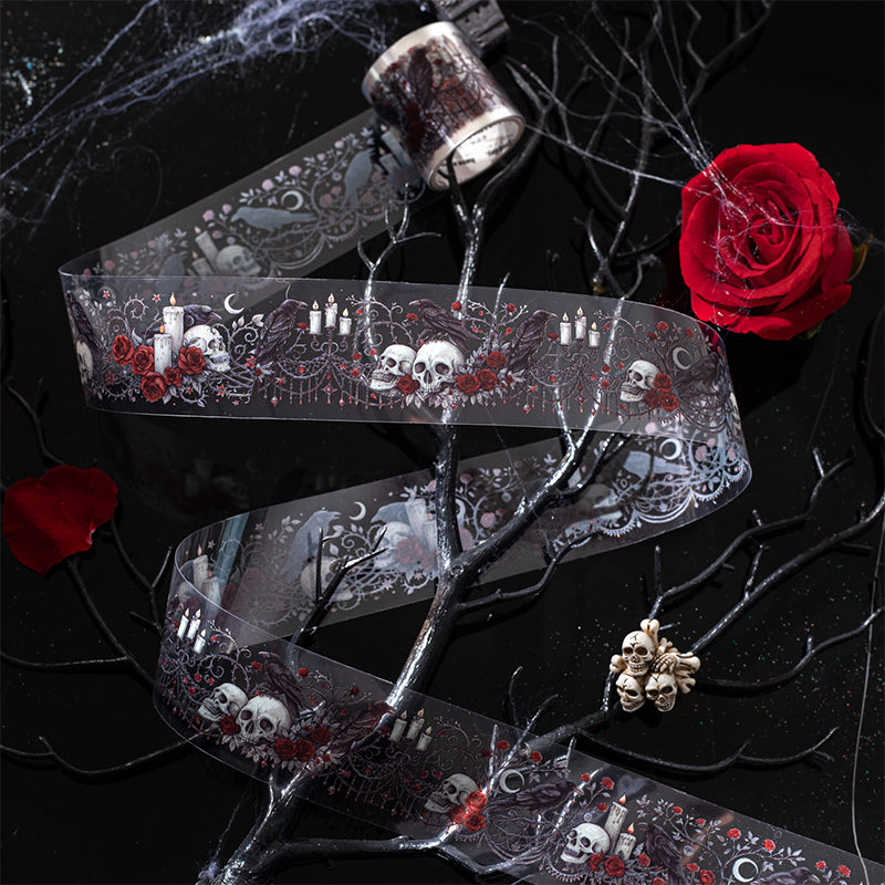 1 roll dark skull rose PET-tape (T25081907)