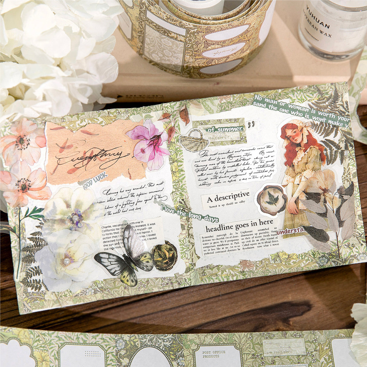 1 roll floral washi-tape(T26061009)