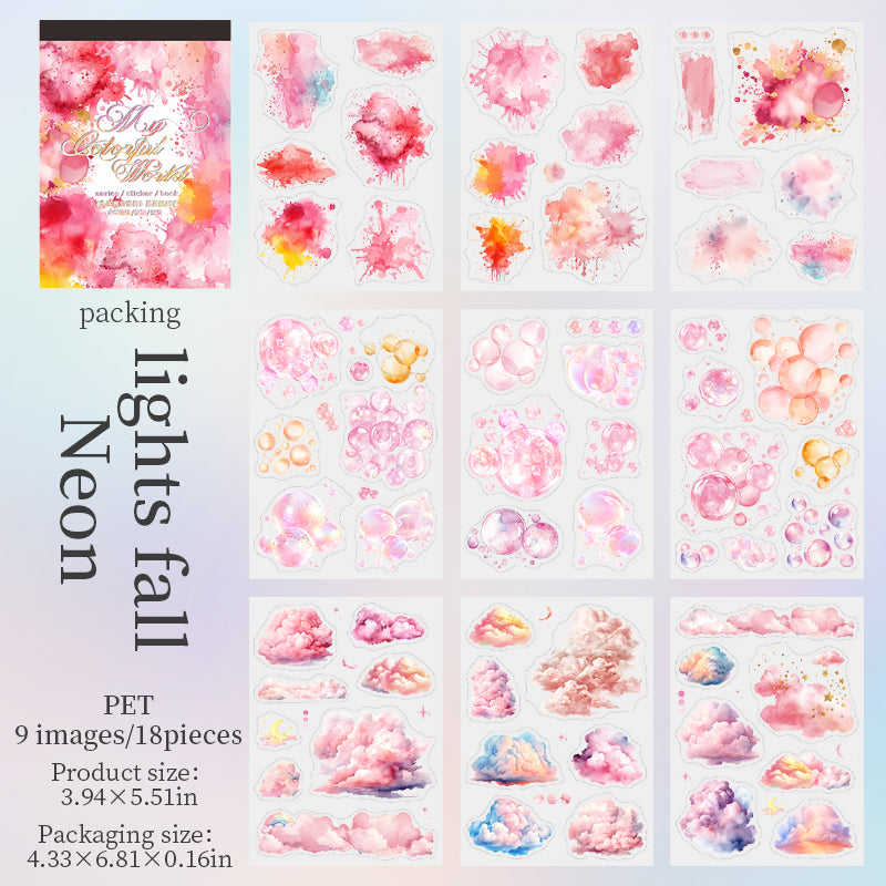 18pcs colorful cloud bubble water-color PET- sticker book (TZB25062305)