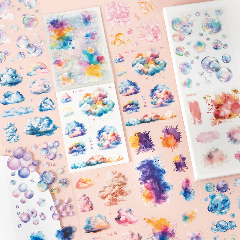 18pcs colorful cloud bubble water-color PET- sticker book (TZB25062305)