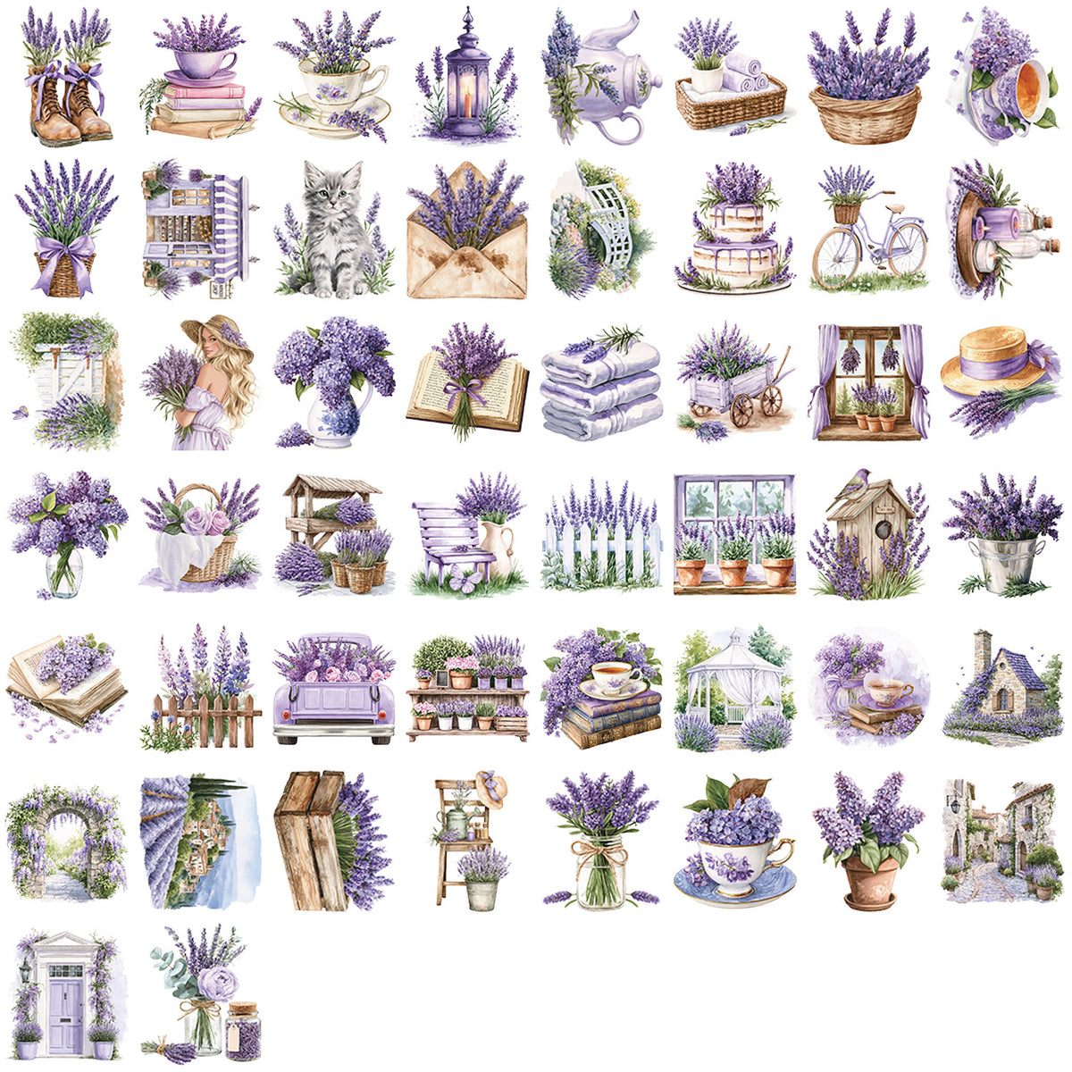 Lavender sticker pack 50pcs (S26091407)