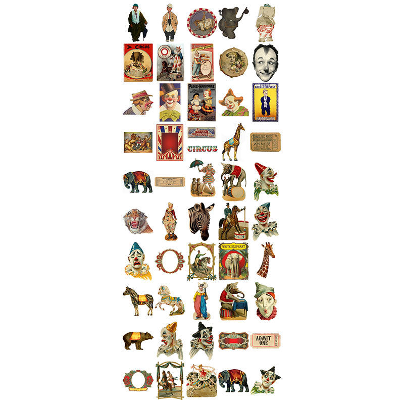 50pcs vintage circus sticker pack (S25100402)