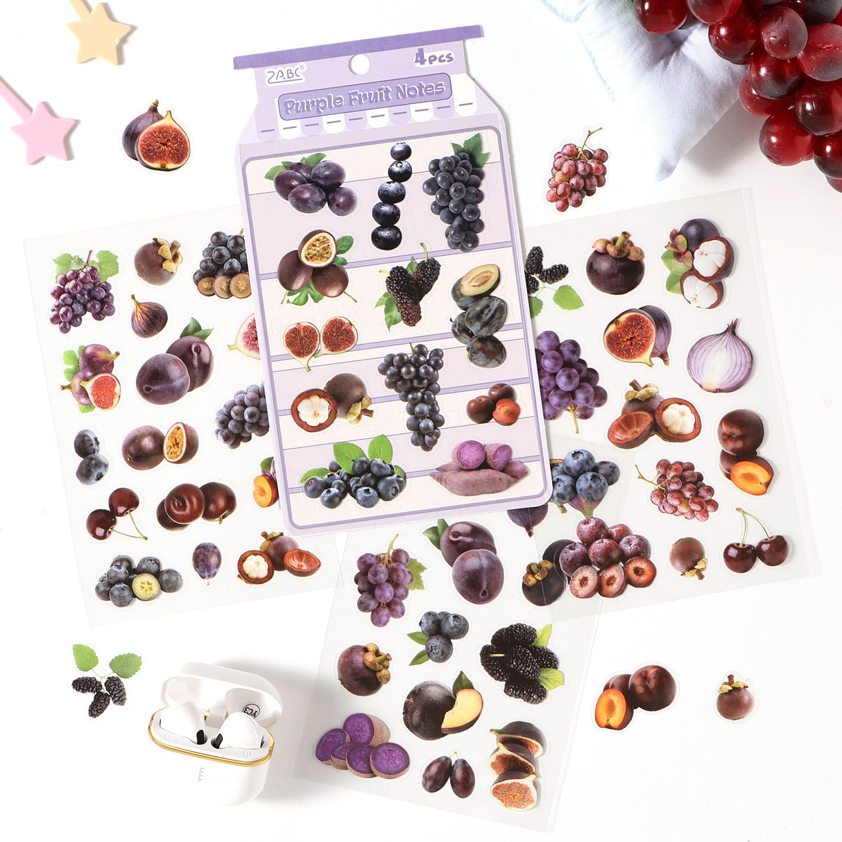 4 sheets fruit PET-sticker pack (S26032601)