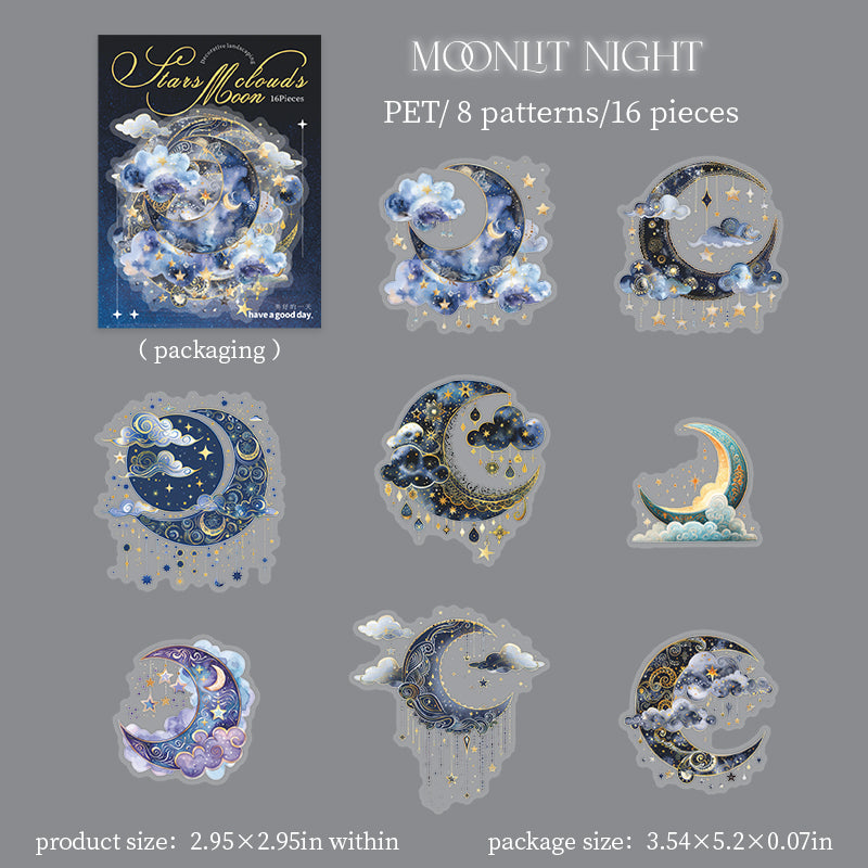 16pcs moon cloud sticker pack(S26071104)