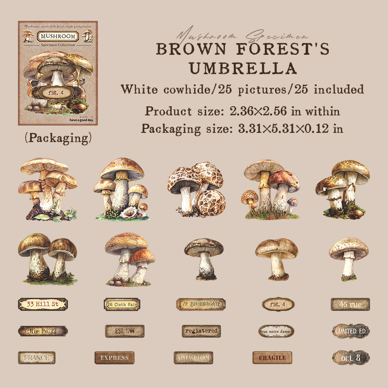 25pcs mushroom sticker pack (S25110604)