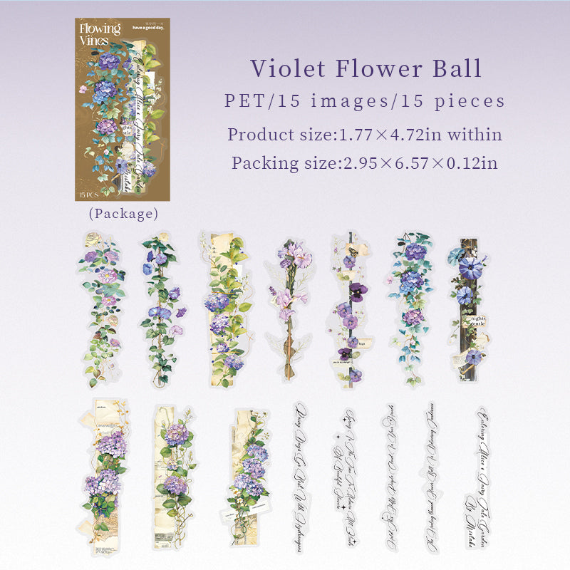 15pcs flower sticker pack (S26041504)