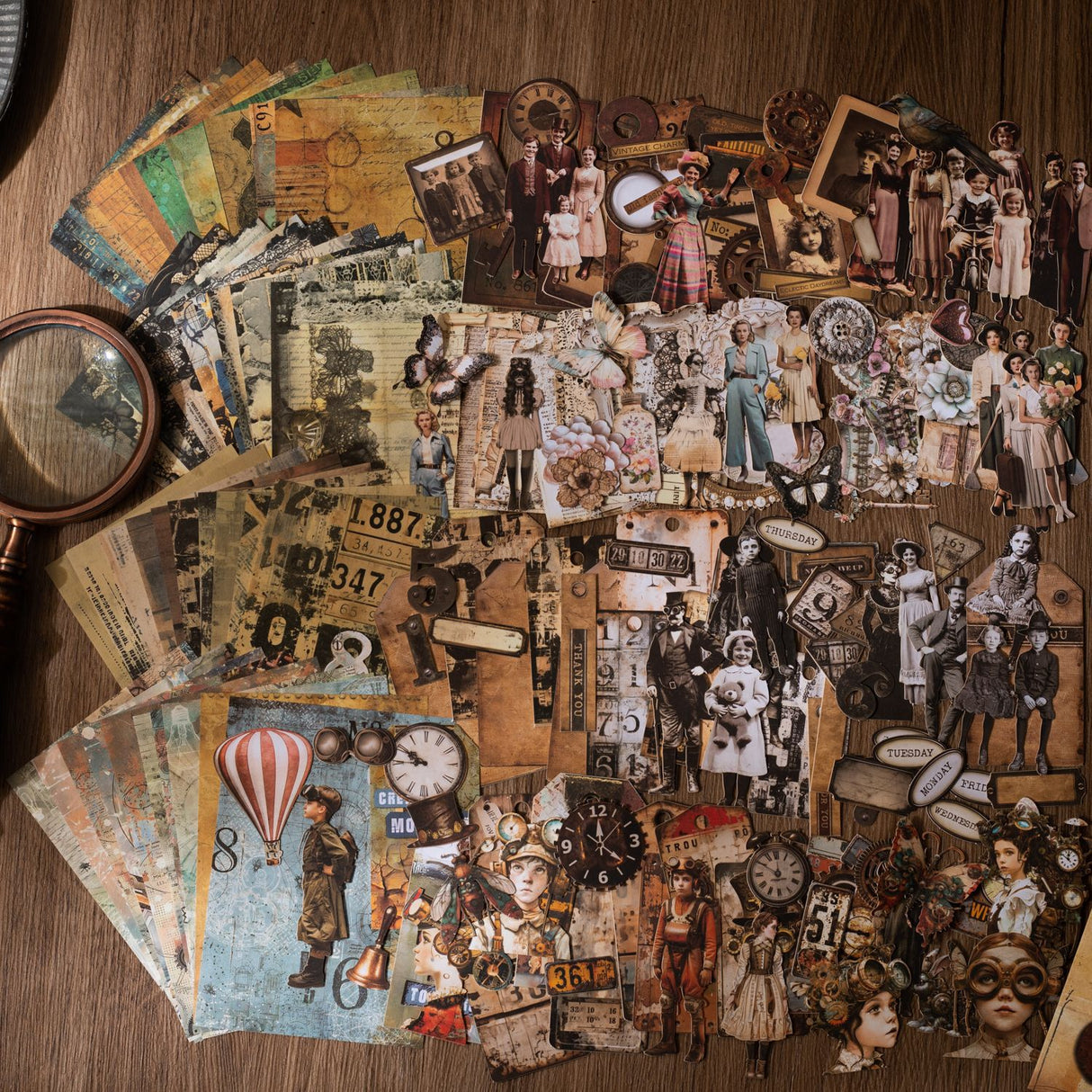 55pcs vintage sticker+ paper pack (S25032905)