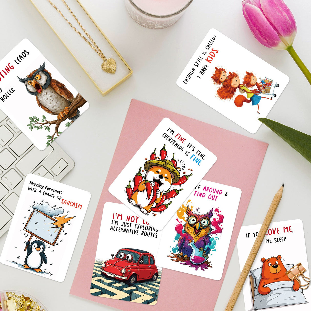 50pcs humor animals ATC card (C25112706) 2.5-3.5 in