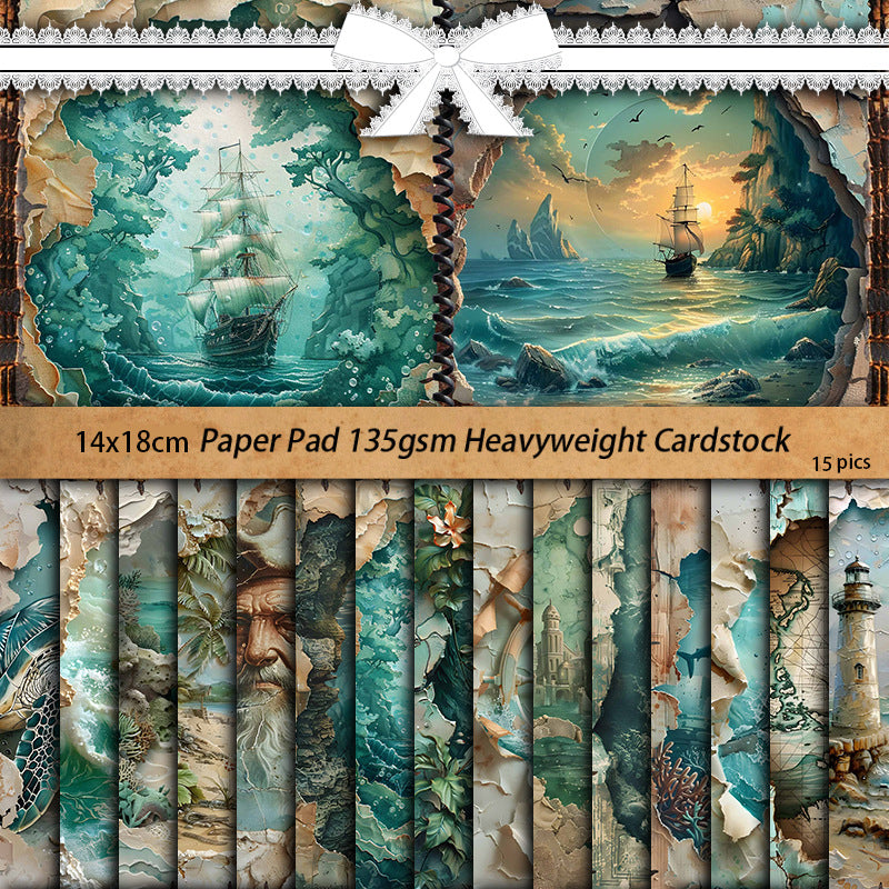 15pcs blue sea A5 size paper pack (P25101506)