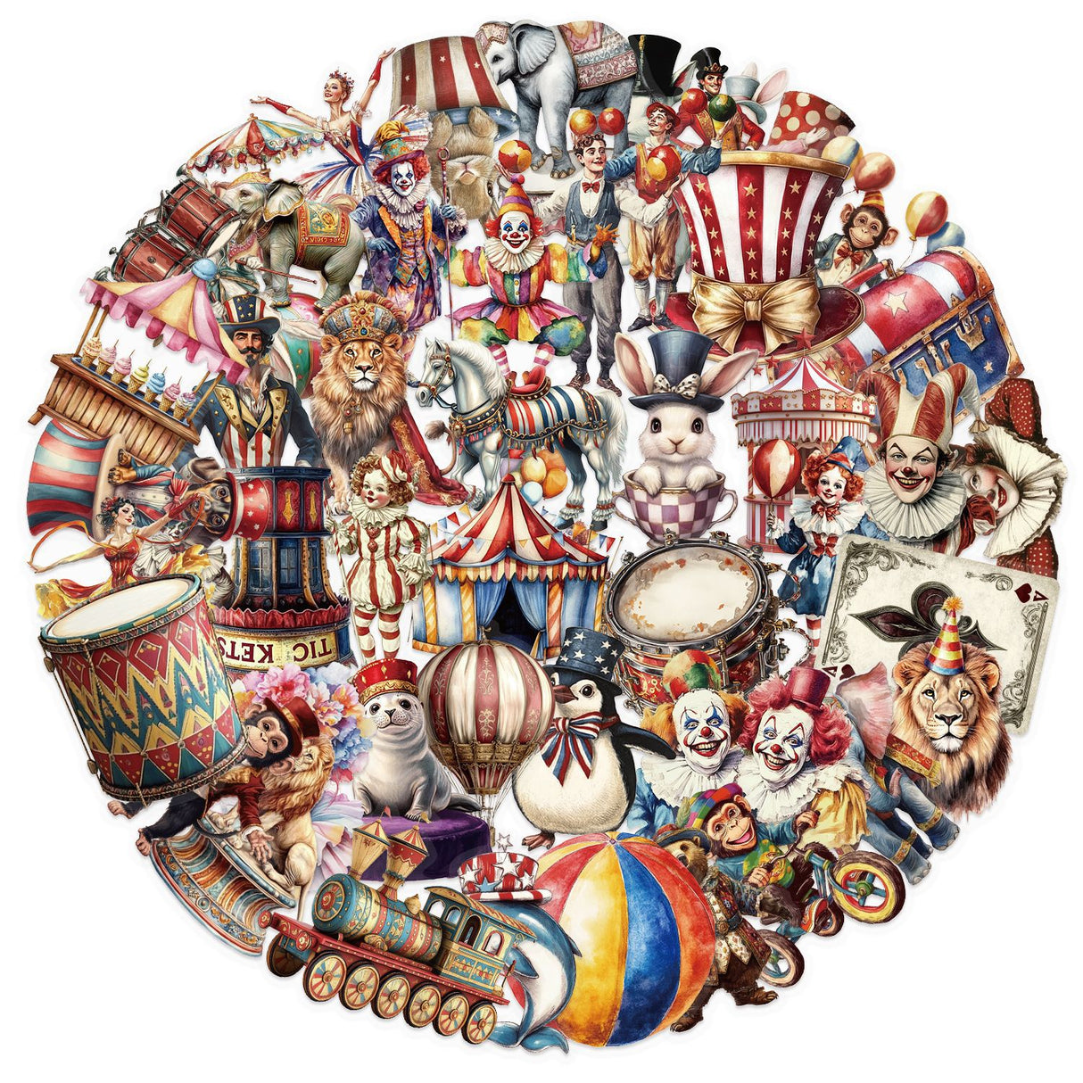 50pcs circus PET-sticker (S25100403)