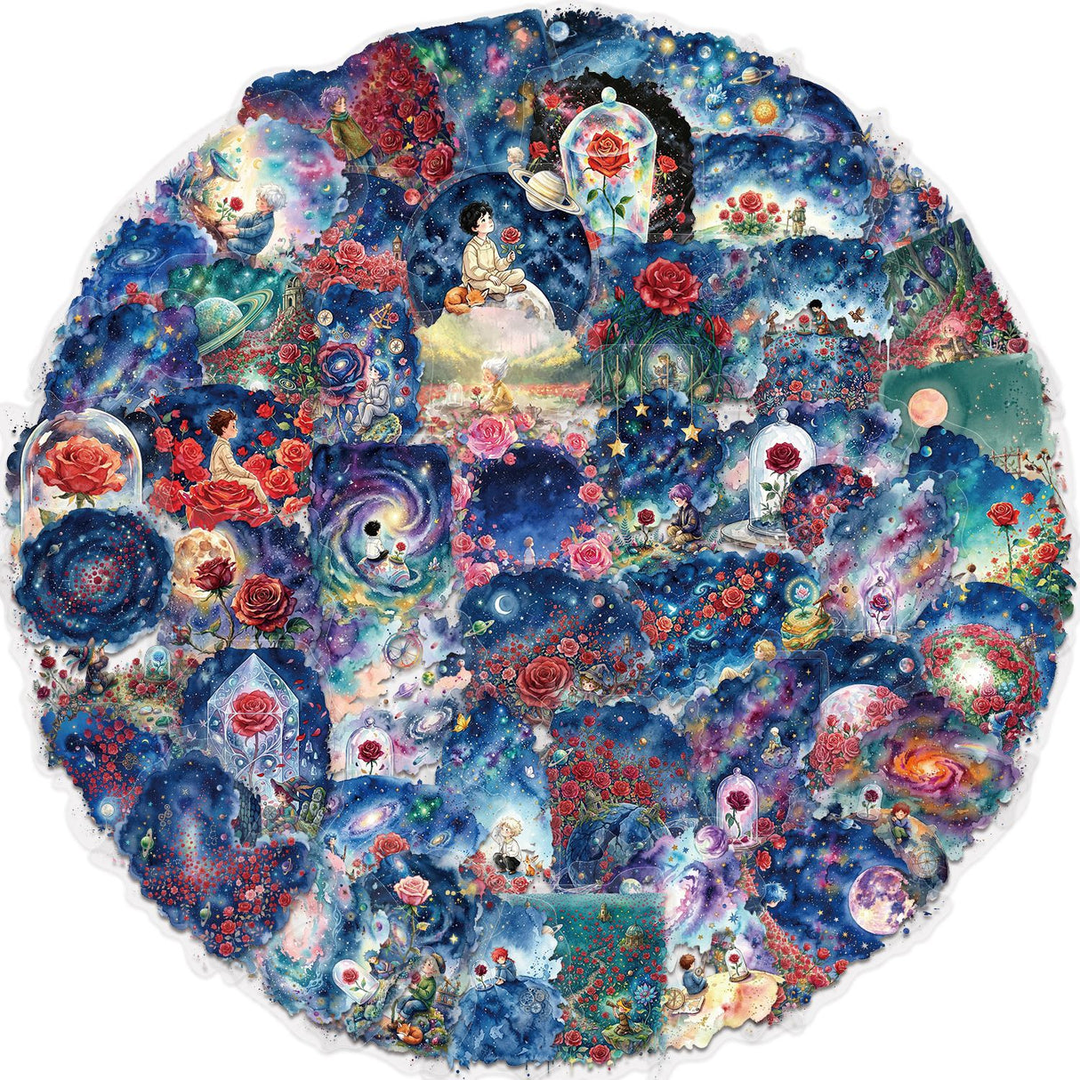 50pcs galaxy rose sticker pack(S26062703)