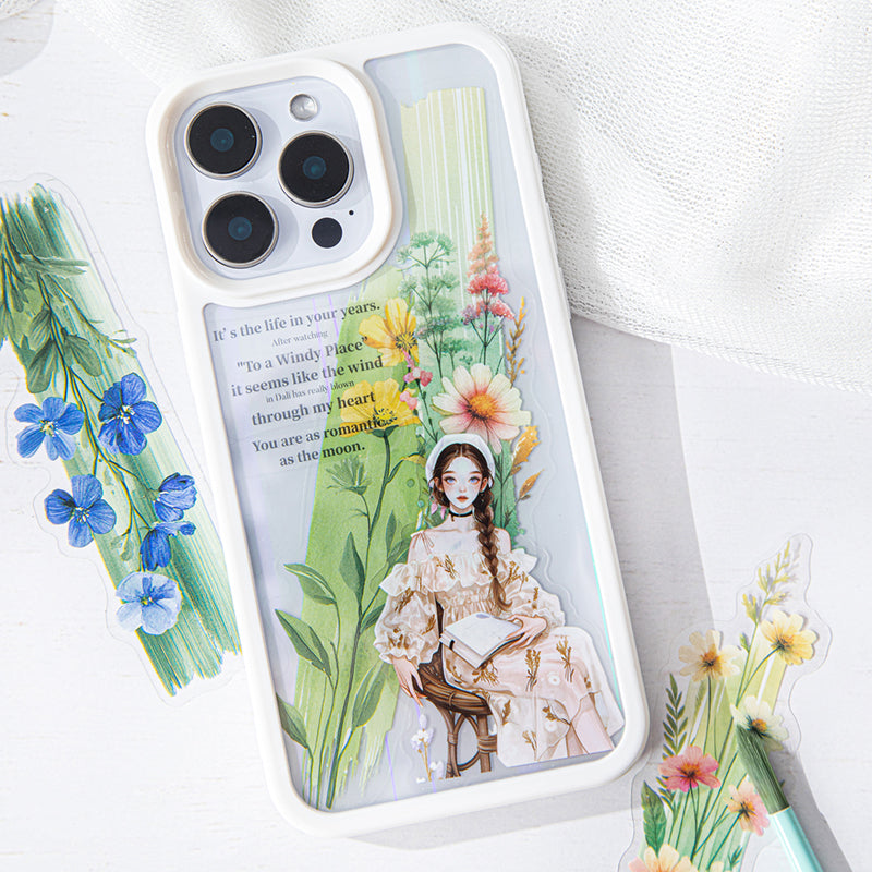 10pcs inked dyed flower sticker pack (S25072206)