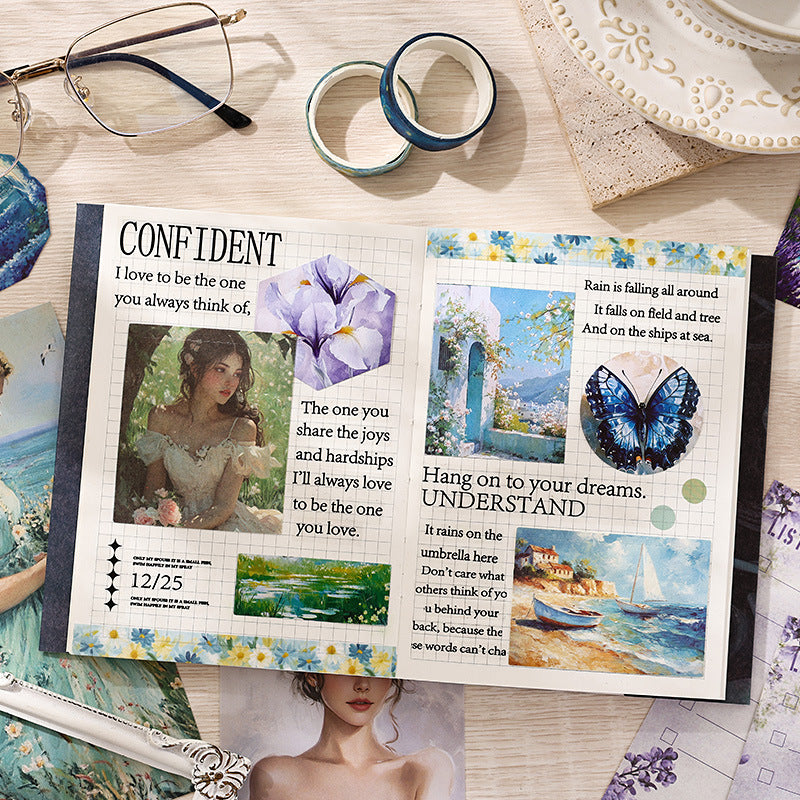 124pcs journal+sticker+paper+tape set (J25041903)